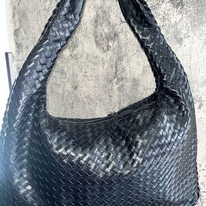 Black Braided Hobo Bag
